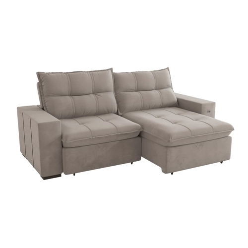 Sofá Retrátil 4 Lugares 260cm Kappesberg Kairo S219-2-A027 Cinza Claro SE