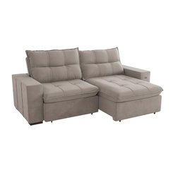 Sofá Retrátil 4 Lugares 260cm Kappesberg Kairo S219-2-A027 Cinza Claro SE
