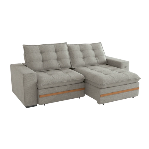 Sofá Retrátil 4 Lugares 260cm Kappesberg Vitto S218-2-A074 Mescla Cinza/Branco SE