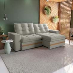 Sofá Retrátil 4 Lugares 260cm Kappesberg Vitto S218-2-A074 Mescla Cinza/Branco SE