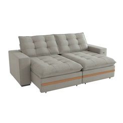 Sofá Retrátil 4 Lugares 260cm Kappesberg Vitto S218-2-A074 Mescla Cinza/Branco SE