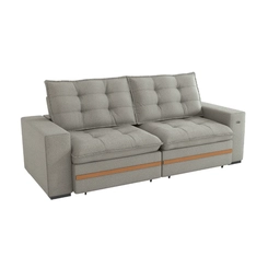 Sofá Retrátil 4 Lugares 260cm Kappesberg Vitto S218-2-A074 Mescla Cinza/Branco SE