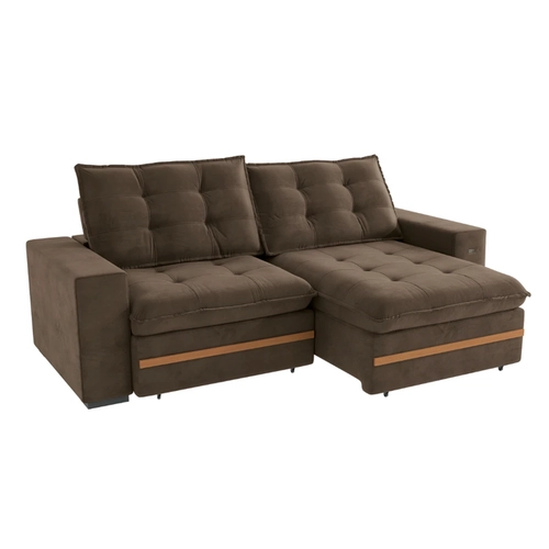 Sofá Retrátil 4 Lugares 260cm Kappesberg Vitto S218-2-A033 Marrom SE