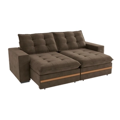 Sofá Retrátil 4 Lugares 260cm Kappesberg Vitto S218-2-A033 Marrom SE