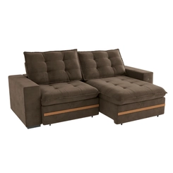 Sofá Retrátil 4 Lugares 260cm Kappesberg Vitto S218-2-A033 Marrom SE