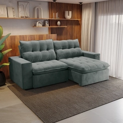 Sofá Retrátil 4 Lugares 260cm Kappesberg Zuri S217-2-A050 Titânio SE
