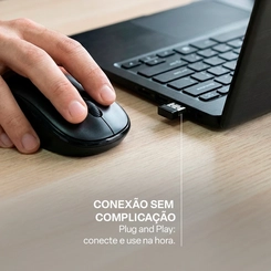 Mouse Sem Fio Design Ergonômico Multilaser MO651 Preto