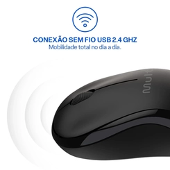 Mouse Sem Fio Design Ergonômico Multilaser MO651 Preto