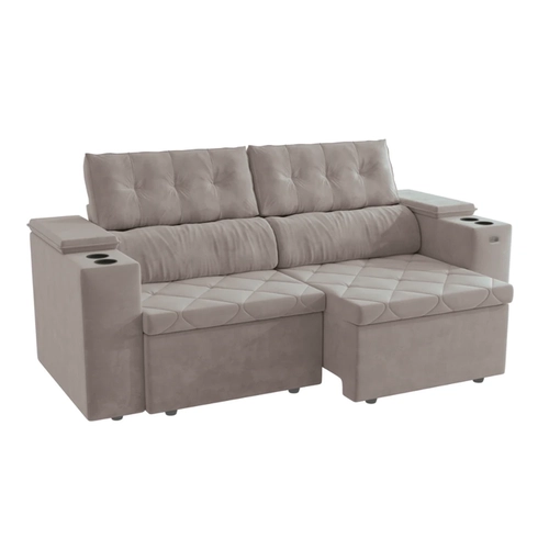 Sofá Retrátil 2 Lugares 230cm Kappesberg Otto S201-2-A027 Cinza Claro SE