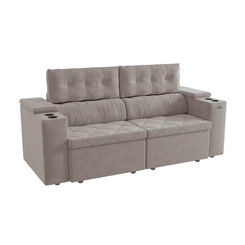 Sofá Retrátil 2 Lugares 230cm Kappesberg Otto S201-2-A027 Cinza Claro SE