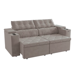 Sofá Retrátil 2 Lugares 230cm Kappesberg Otto S201-2-A027 Cinza Claro SE