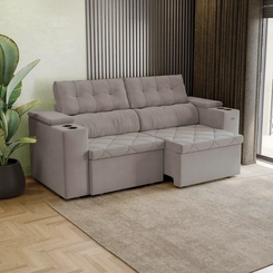 Sofá Retrátil 2 Lugares 230cm Kappesberg Otto S201-2-A027 Cinza Claro SE
