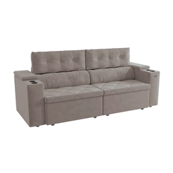Sofá Retrátil 4 Lugares 260cm Kappesberg Otto S200-2-A027 Cinza Claro SE