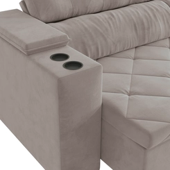 Sofá Retrátil 4 Lugares 260cm Kappesberg Otto S200-2-A027 Cinza Claro SE