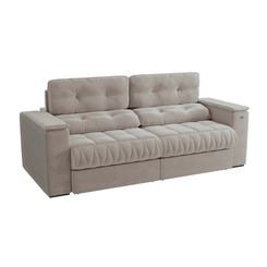 Sofá Retrátil 4 Lugares 261cm Kappesberg Premier S179-2-A027 Cinza Claro SE