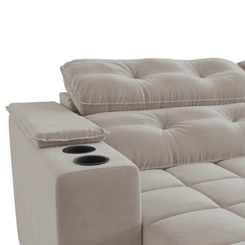 Sofá Retrátil 4 Lugares 261cm Kappesberg Premier S179-2-A027 Cinza Claro SE