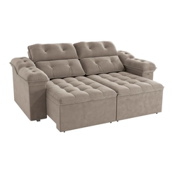 Sofá Retrátil 4 Lugares 265cm Kappesberg Sierra S161-2-A027 Cinza Claro SE