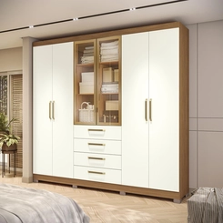 Guarda-Roupa 6 Portas 4 Gavetas Kappesberg T594 Canela/Off White SE