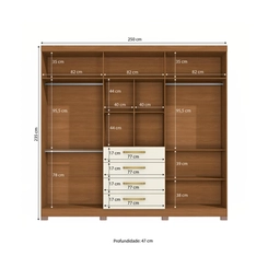 Guarda-Roupa 6 Portas 4 Gavetas Kappesberg T594 Canela/Off White SE