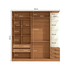 Guarda-Roupa 4 Portas 5 Gavetas Kappesberg T593 Canela/Off White SE