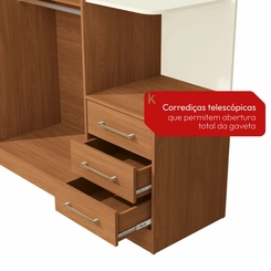 Guarda-Roupa 4 Portas 5 Gavetas Kappesberg T593 Canela/Off White SE