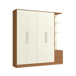 Guarda-Roupa 4 Portas 5 Gavetas Kappesberg T593 Canela/Off White SE