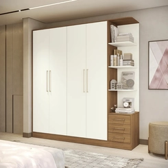 Guarda-Roupa 4 Portas 5 Gavetas Kappesberg T593 Canela/Off White SE
