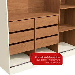 Guarda-Roupa 2 Portas 6 Gavetas Kappesberg T592 Off White/Canela SE