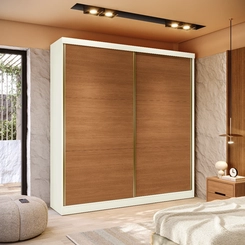 Guarda-Roupa 2 Portas 6 Gavetas Kappesberg T592 Off White/Canela SE