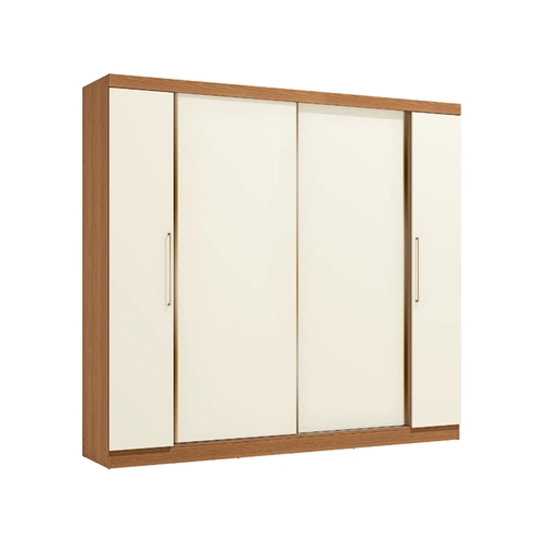 Guarda-Roupa 4 Portas 3 Gavetas Kappesberg T591 Canela/Off White SE