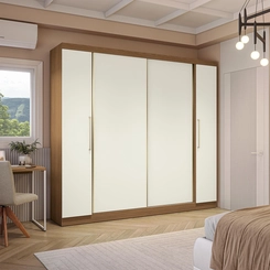Guarda-Roupa 4 Portas 3 Gavetas Kappesberg T591 Canela/Off White SE