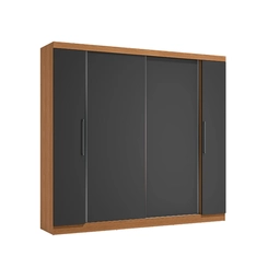 Guarda-Roupa 4 Portas 3 Gavetas Kappesberg T591 Canela/Grafite SE
