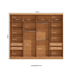 Guarda-Roupa 4 Portas de Correr 4 Gavetas Kappesberg T590 Canela/Grafite/Off White SE