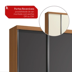 Guarda-Roupa 4 Portas de Correr 4 Gavetas Kappesberg T590 Canela/Grafite/Off White SE