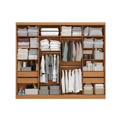 Guarda-Roupa 4 Portas de Correr 4 Gavetas Kappesberg T590 Canela/Grafite/Off White SE