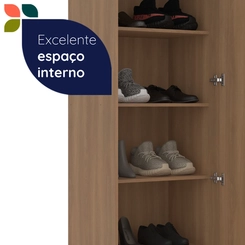Sapateira 1 Porta com Espelho 60cm Telasul Versa 702022-02 Freijó