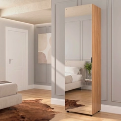 Sapateira 1 Porta com Espelho 60cm Telasul Versa 702022-02 Freijó