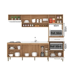 Cozinha Compacta 8 Portas 1 Gaveta Fellicci Inova CC120 Mel/Grafite