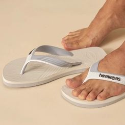 Chinelo Masculino Havaianas Dual 4145602 Branco/Cinza