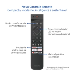 Smart TV 50'' 4K UHD Philips 50PUG7300/78 Preta Bivolt
