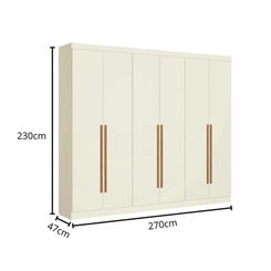 Guarda-Roupa 6 Portas 3 Gavetas Kappesberg T580 Off White/Canela SE