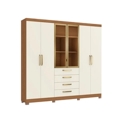 Guarda-Roupa 6 Portas 4 Gavetas Kappesberg CB03T594 Canela/Off White SE