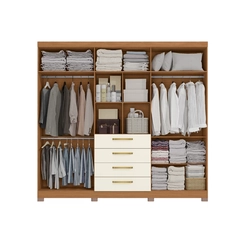 Guarda-Roupa 6 Portas 4 Gavetas Kappesberg CB03T594 Canela/Off White SE
