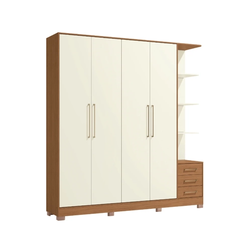 Guarda-Roupa 4 Portas 3 Gavetas Kappesberg CB03T593 Canela/Off White SE