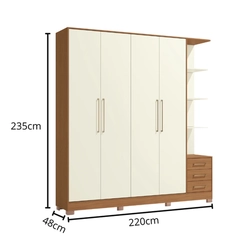 Guarda-Roupa 4 Portas 3 Gavetas Kappesberg CB03T593 Canela/Off White SE