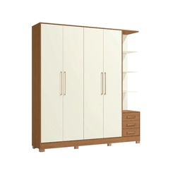 Guarda-Roupa 4 Portas 3 Gavetas Kappesberg CB03T593 Canela/Off White SE