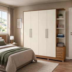 Guarda-Roupa 4 Portas 3 Gavetas Kappesberg CB03T593 Canela/Off White SE