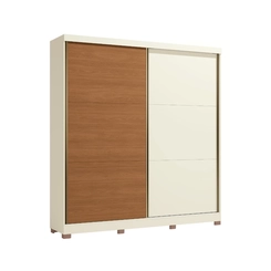 Guarda-Roupa 2 Portas de Correr 6 Gavetas Kappesberg CB03T592 Off White/Canela SE
