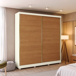 Guarda-Roupa 2 Portas de Correr 6 Gavetas Kappesberg CB03T592 Off White/Canela SE