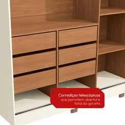 Guarda-Roupa 2 Portas de Correr 6 Gavetas Kappesberg CB03T592 Off White/Canela SE